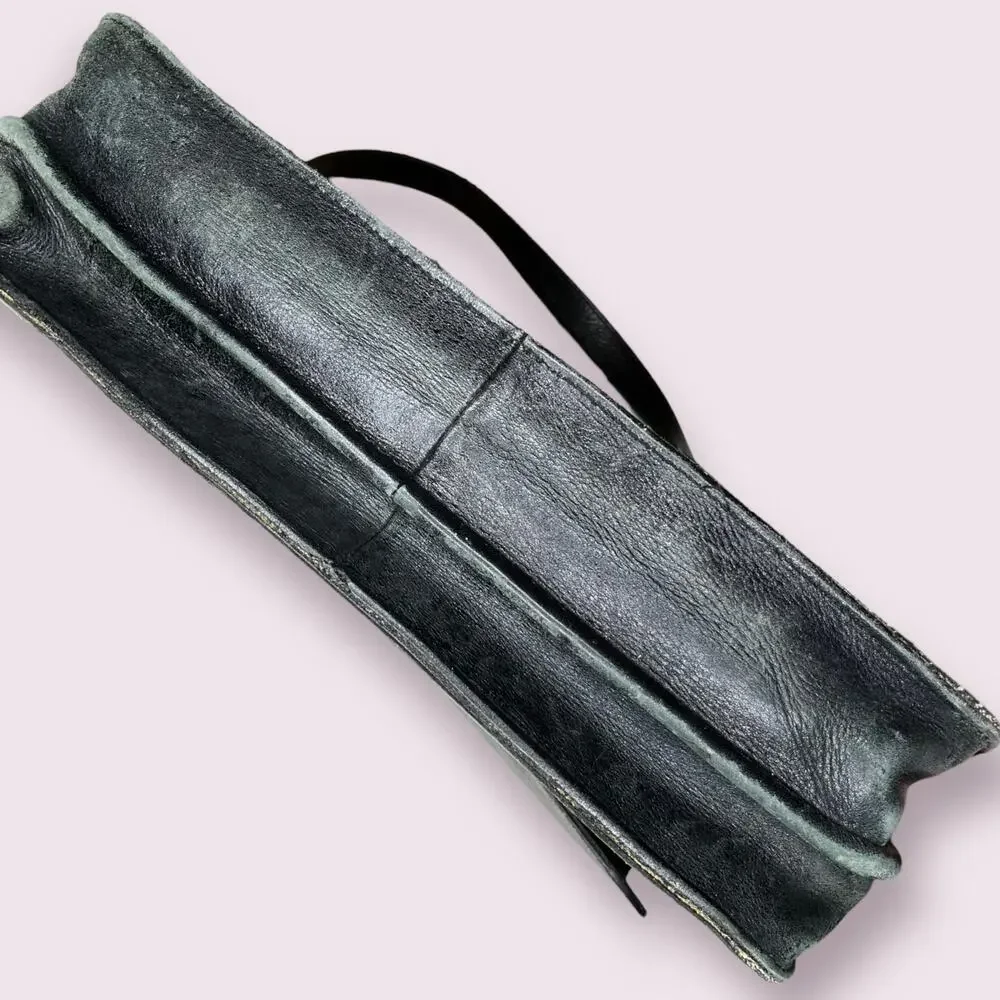 Vintage Hidesign Black Leather Messenger Bag